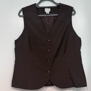 H&M Dark Brown Women's Button-Front Vest L